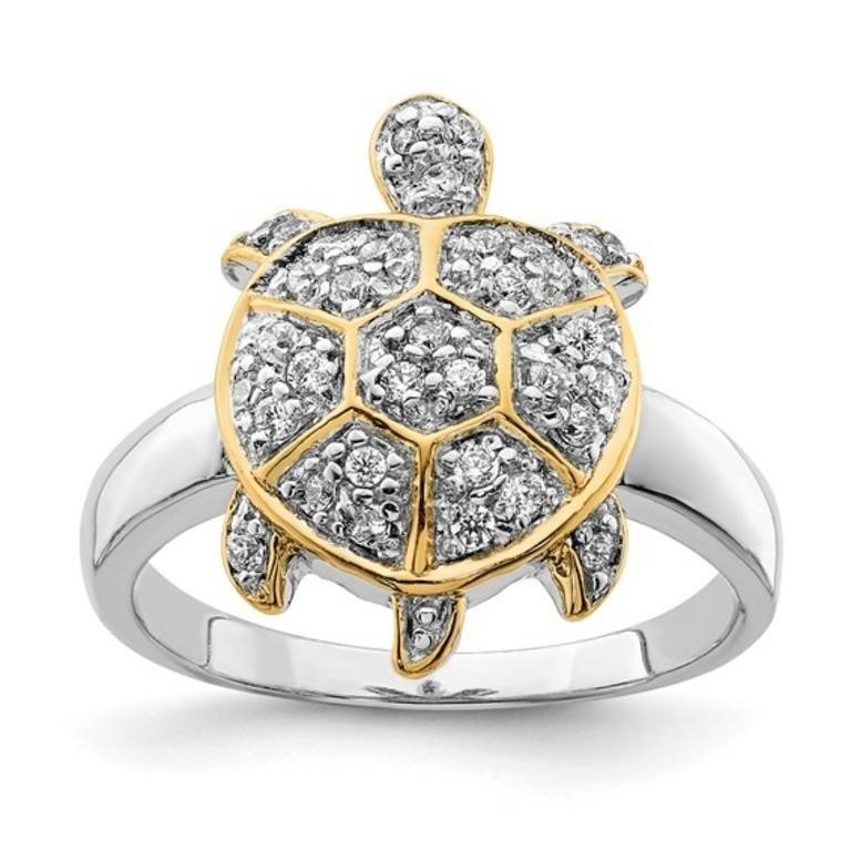 Sterling Silver Gold-Plated Turtle Ring