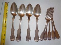 4 Coin Silver Tablespoons, 216 grams and
