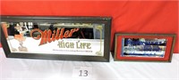 Miller High Life & Budweiser Framed Mirrors