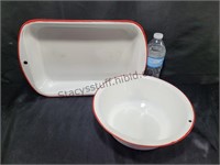 Older Enamel Ware Pans Good Condition