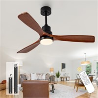 52 Inch Solid Wood Ceiling Fan with Light and