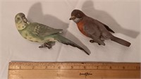 (2) Bisque Bird Cage Clip On Figurines. Unusual!