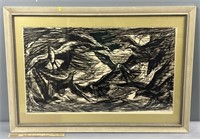 MCM Seagulls Signed & Numbered Woodcut Print