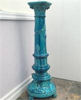 MAJOLICA PEDESTAL TEAL BLUE