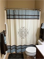 Shower Curtain, Towels, Rug, Trash Can Set