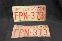 1974 Matching Texas License Plates