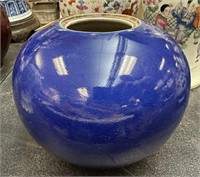 LARGE CHINESE BLUE GLAZED GINGER JAR