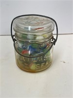 Vintage Marbles in Atlas E-Z Seal Jar