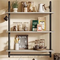 Bestier 3 Tier Pipe Shelving  31.5 Inch Grey