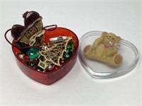 Christmas Jewelry in Teddy Bear Heart Box