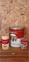 Campbell's tin, bank and soup thermos