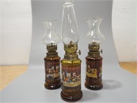 3 Vintage Coal Oil Lamps