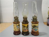 3 Vintage Coal Oil Lamps
