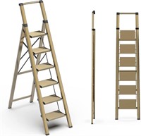 6 Step Ladder, Folding Step Stool with Handgrip