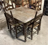 Victorian farm kitchen table & (4) chairs.