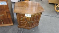 WOODEN OCTAGON END TABLE CABINET