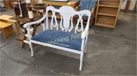 SHABBY CHIC CHAIR WITH BLUE UPHOLSTERY CUSHIONS