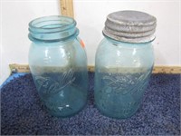 2-- BLUE / GREEN MASON JARS