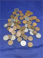 Bag Foreign Coins Mostly Canadian