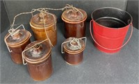 (BN) Crock Canister Jar Set With Wire Latch