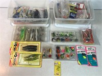 2 Tubs W/Fishing Lures, Mostly Soft Baits