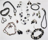 Black, Silver & Art Glass Costume Jewelry