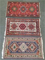 3 handmade oriental rugs - approx. 2' x 4' (as