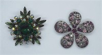 (2) COLORFUL VINTAGE BROOCHES
