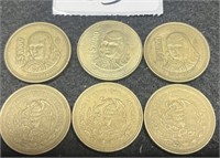 (6) $1000 PESO MEXICAN COINS