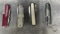 (L) Lot Of 4 Pocket Knifes: Stainless Steel Made