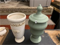 2 VASES- 1 WITH LID