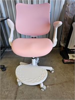 Pink & White Office Chair With Folding Arm rests