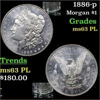 1886-p Morgan $1 Grades Select Unc PL
