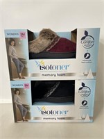 2 pairs of Isotoner memory foam slippers