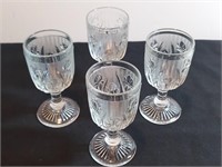 4pc Jeanette Cordial Glasses Iris & Herringbone