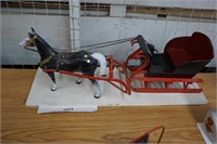 Folk Art handmade sleigh with plastic horse