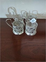 Set of 4 Siommet Russian silverplate filigree cup