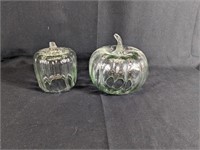 Small Glass Pumpkin Halloween Decor Duo