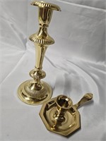 NICE 8" CANDLESTICK HOLDER AND A 2"x6" CANDLE