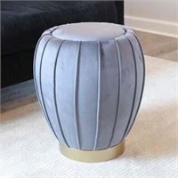 Decor Therapy Upholstered Grey Velvet Ottoman