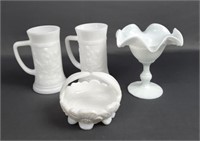 Milk Glass Mugs and Dishes Including Italian