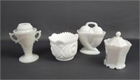 Lot of Milk Glass Dishes Including Lidded Dishes