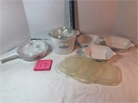 5 Corning Ware dishes, all w/lids