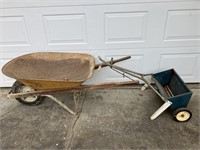 Old Gardner Metal Spreader/Wheel Barrow