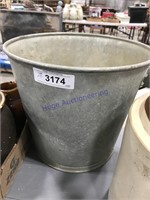 Galvanized pail,  11" tall, 12" across