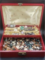 Vintage Jewelry Box With Costume Jewelry And More