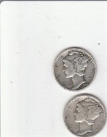 Two 90% Silver US Ten Cent Coins