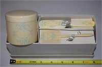 1920's Celluloid Blue Enamel Painted Vanity Set