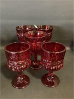 5 Vintage Ruby Red goblets 4.5" - 5"