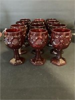 12 Red Ruby Avon goblets 4.5"h